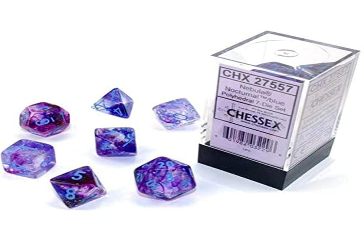 Amazon.com: Chessex Nebula Polyhedral Dice Set Nocturnal with Blue
